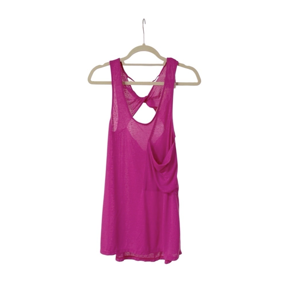 Free People Tank Top Size XS-S Magenta Draped Pocket Twisted Racerback Pocket